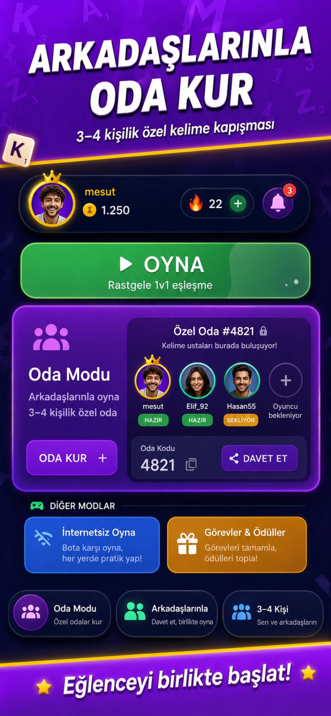 KeliMax Arkadaşlarla Oda Modu